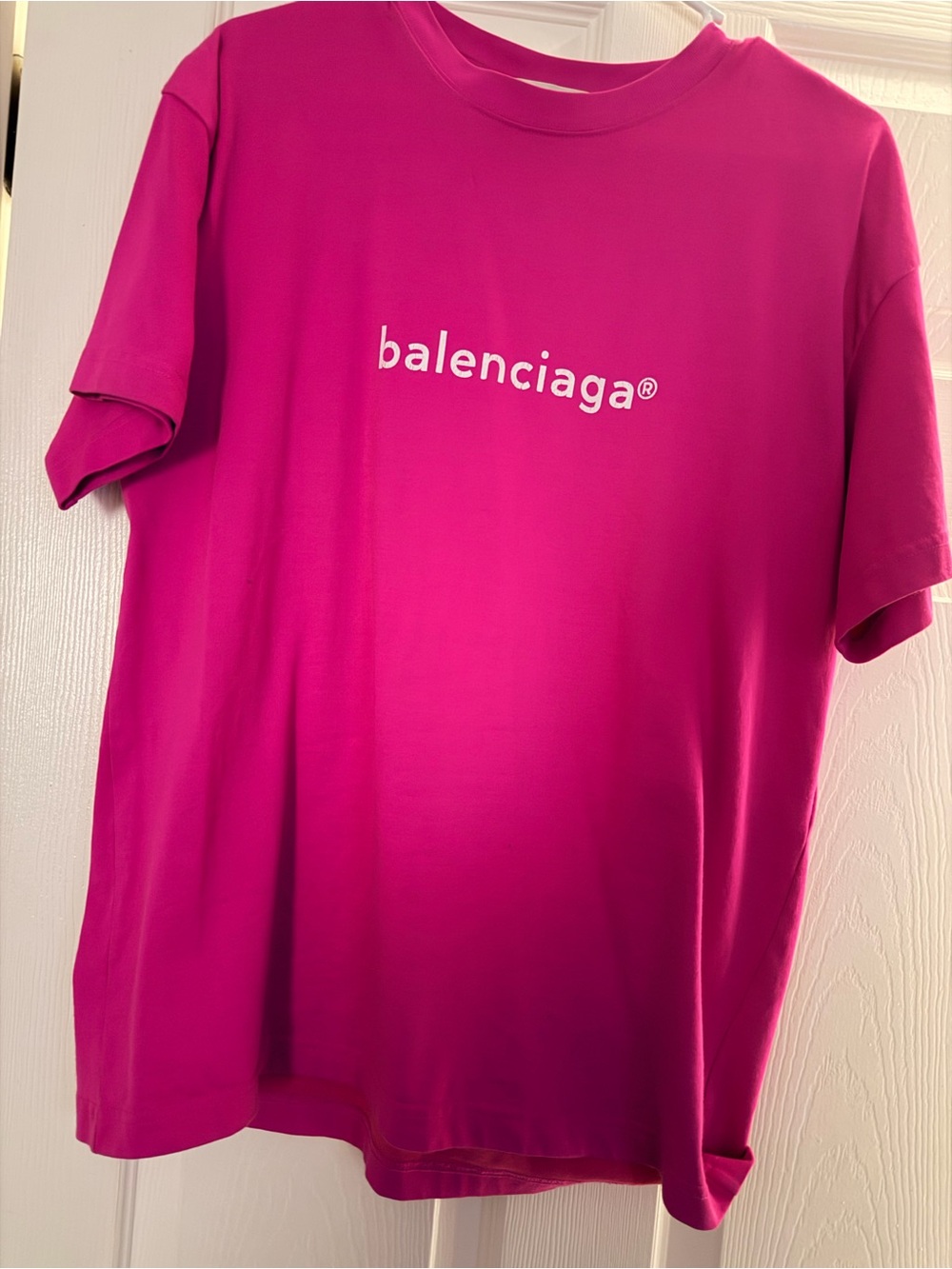 Balenciaga Hot Pink Logo Oversized T-Shirt | Statement Streetwear Tee - Picture 3 of 8